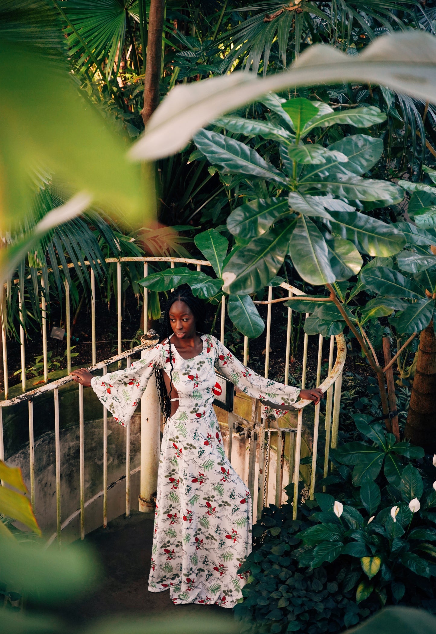 holiday maxi floral cutout dress