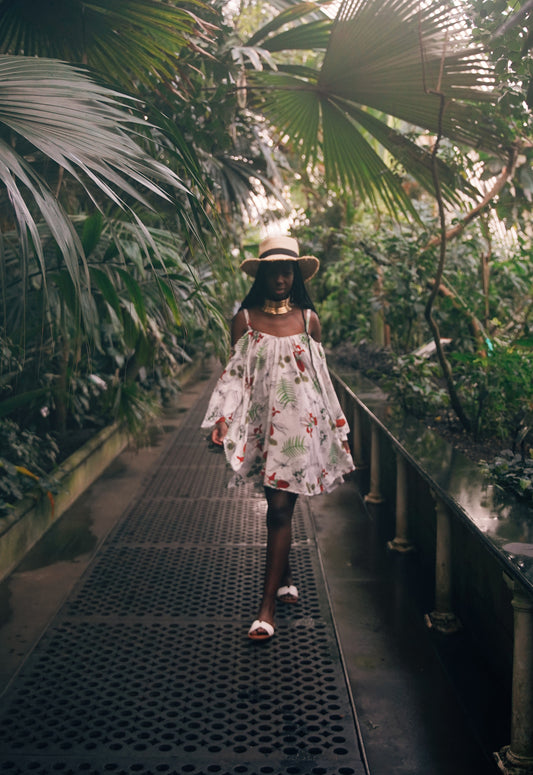 holiday mini floral dress