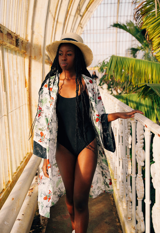 holiday midi floral kimono