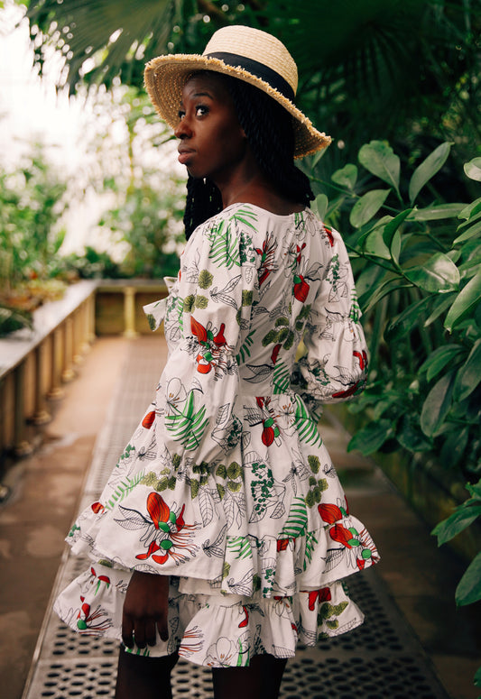 holiday mini floral dress