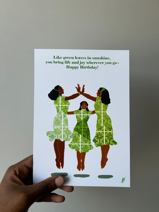 Like Green leaves, Birthday card.