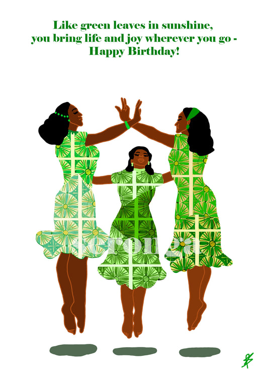Like Green leaves, Birthday card.