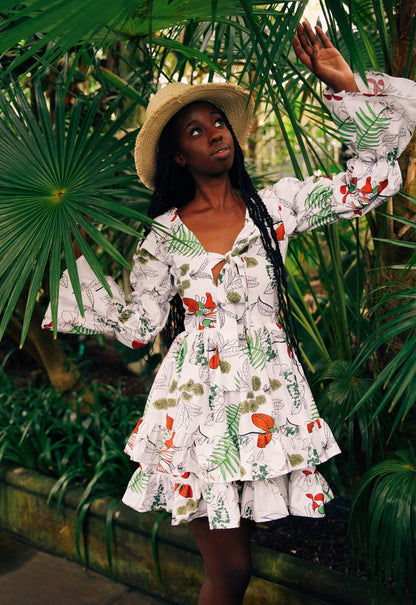 holiday mini floral dress